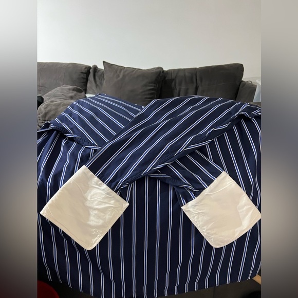 Brooks Brothers Mens Button Up polo style white collar blue striped vintage. - Picture 16 of 16